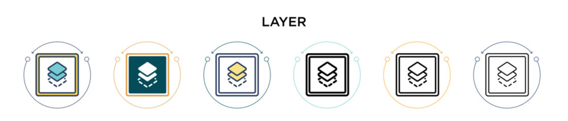 Wall Mural - layer icon in filled, thin line, outline and stroke style. vector illustration of two colored and bl