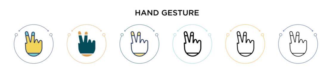 Wall Mural - hand gesture icon in filled, thin line, outline and stroke style. vector illustration of two colored
