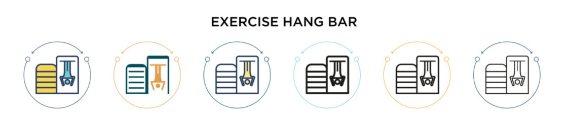 Wall Mural - Exercise hang bar icon in filled, thin line, outline and stroke style. Vector illustration of two colored and black exercise hang bar vector icons designs can be used for mobile, ui, web