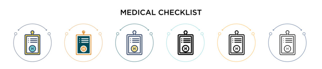 Wall Mural - medical checklist icon in filled, thin line, outline and stroke style. vector illustration of two co