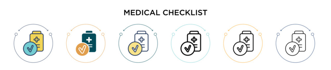 Wall Mural - medical checklist icon in filled, thin line, outline and stroke style. vector illustration of two co