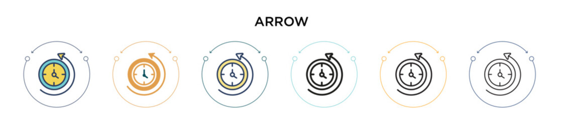 Wall Mural - arrow icon in filled, thin line, outline and stroke style. vector illustration of two colored and bl