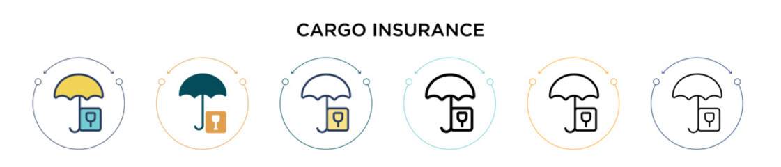 Wall Mural - Cargo insurance icon in filled, thin line, outline and stroke style. Vector illustration of two colored and black cargo insurance vector icons designs can be used for mobile, ui, web