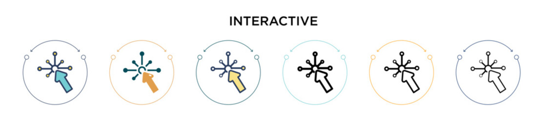 Wall Mural - Interactive icon in filled, thin line, outline and stroke style. Vector illustration of two colored and black interactive vector icons designs can be used for mobile, ui, web