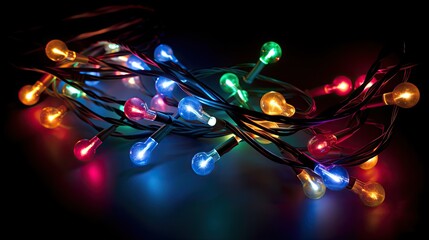 Poster - Christmas garland bulbs created with Generative AI technology