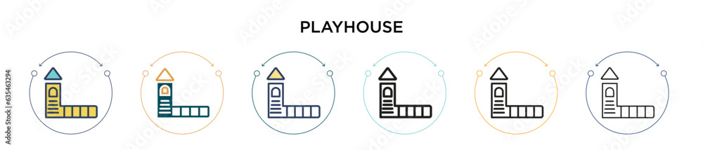 Playhouse icon in filled, thin line, outline and stroke style. Vector ...