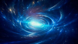 Fototapeta Kosmos - Abstract swirl of light in blue space. Generic technology and science background illustration.