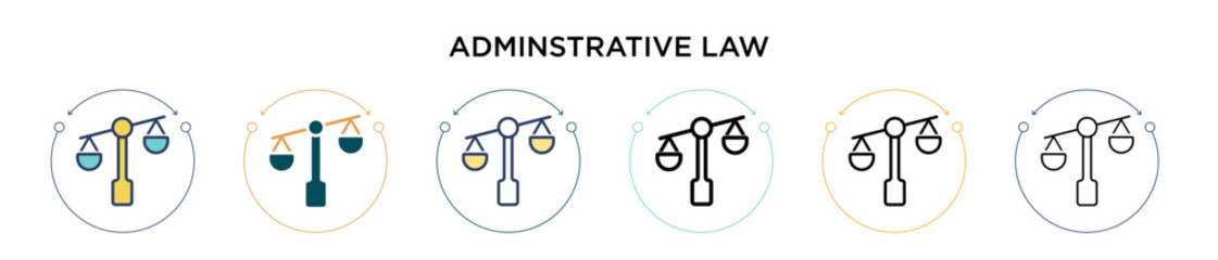 Adminstrative law icon in filled, thin line, outline and stroke style. Vector illustration of two colored and black adminstrative law vector icons designs can be used for mobile, ui, web