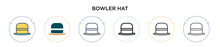 Bowler Hat Icon In Filled, Thin Line, Outline And Stroke Style. Vector Illustration Of Two Colored And Black Bowler Hat Vector Icons Designs Can Be Used For Mobile, Ui, Web