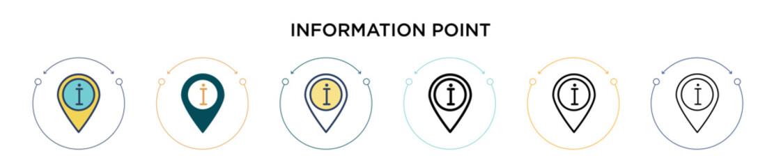 Wall Mural - Information point icon in filled, thin line, outline and stroke style. Vector illustration of two colored and black information point vector icons designs can be used for mobile, ui, web