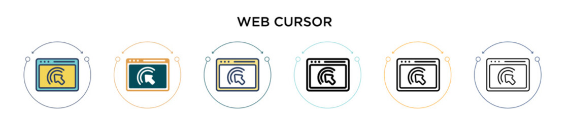 Wall Mural - web cursor icon in filled, thin line, outline and stroke style. vector illustration of two colored a