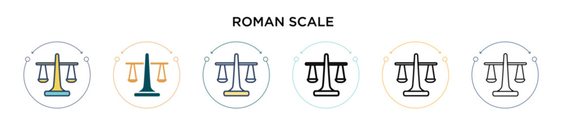 Wall Mural - Roman scale icon in filled, thin line, outline and stroke style. Vector illustration of two colored and black roman scale vector icons designs can be used for mobile, ui, web