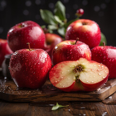 Wall Mural - bunch of fresh red apples close up