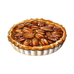 Pecan pie on white background