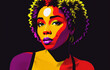 Fashion african american woman portrait in pop art comic style. Generative AI.