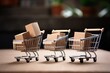 © Deivison - Shopping carts with cardboard boxes, online sales and ecommerce concept. Generative AI
