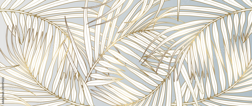 Tropical luxury background with golden palm leaves. Background for ...