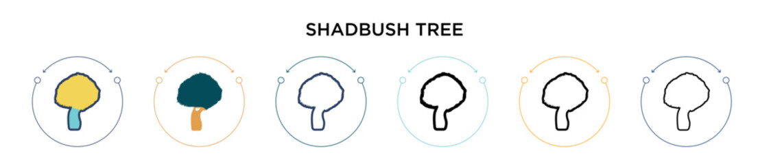 Shadbush tree icon in filled, thin line, outline and stroke style. Vector illustration of two colored and black shadbush tree vector icons designs can be used for mobile, ui, web