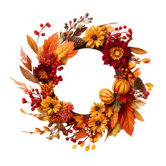 Wall Mural - autumn wreath with leaves