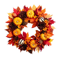 Wall Mural - autumn wreath with leaves