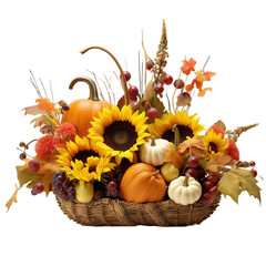 Wall Mural - autumn still life with pumpkins and flowers