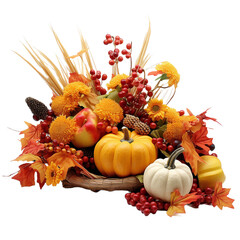 Wall Mural - autumn still life with pumpkins and flowers
