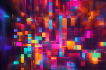 Wall Mural - abstract representation of virtual space and data movement through networks, block structure of data