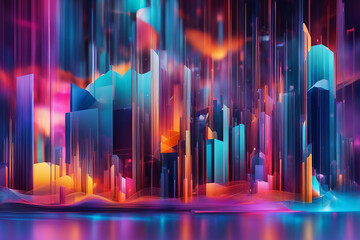 Wall Mural - concept art visualization of a big data warehouse of their relationships