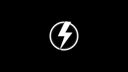 Electric lighting icon in round shape animated on white background. k1_346