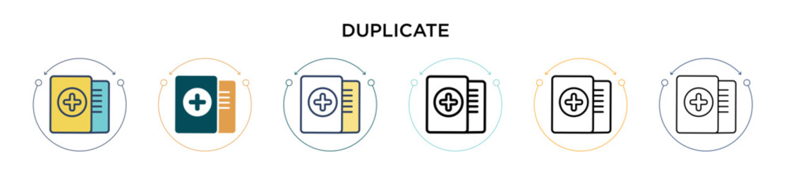 Wall Mural - duplicate icon in filled, thin line, outline and stroke style. vector illustration of two colored an