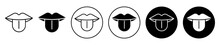 Tongue icon set. taste vector symbol in black filled and outlined style. 