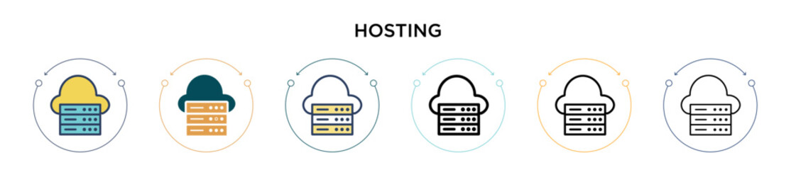 Wall Mural - hosting icon in filled, thin line, outline and stroke style. vector illustration of two colored and 