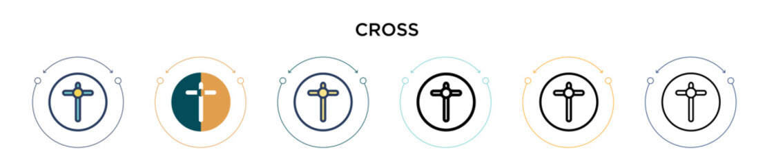 Wall Mural - cross icon in filled, thin line, outline and stroke style. vector illustration of two colored and bl