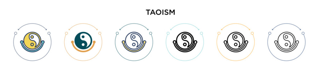 Taoism icon in filled, thin line, outline and stroke style. Vector illustration of two colored and black taoism vector icons designs can be used for mobile, ui, web