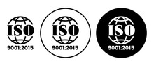 9001:2015 ISO  Certified Symbol In Black Color.