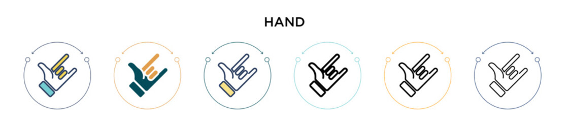 Wall Mural - hand signs icon in filled, thin line, outline and stroke style. vector illustration of two colored a