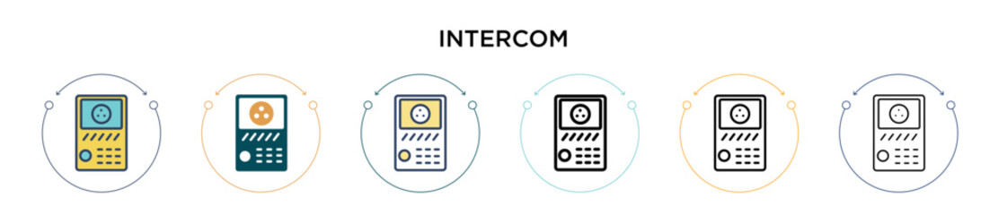 Wall Mural - Intercom icon in filled, thin line, outline and stroke style. Vector illustration of two colored and black intercom vector icons designs can be used for mobile, ui, web