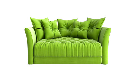 Wall Mural - Modern green sofa isolated on transparent background. PNG