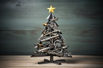 Christmas tree made from steel tools