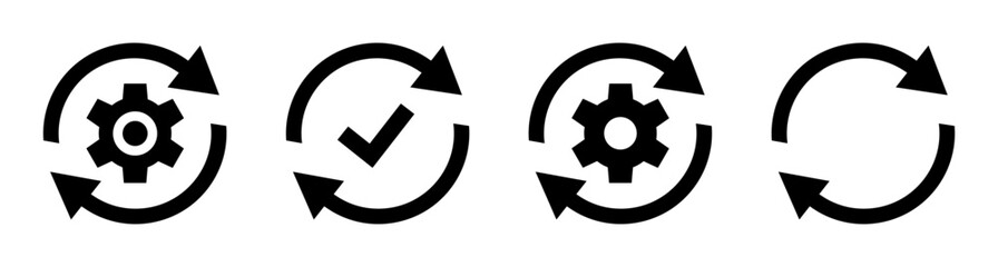 Poster - sync process icon set. sync processing icons. circle arrow with gear wheel vector