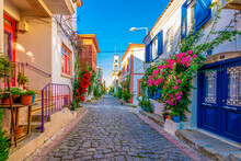 Bozcaada Streets View. Bozcaada Is Populer Tourist Attraction In Aegean Sea.