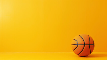 Wall Mural - basketball on a glowing orange background , room for copy