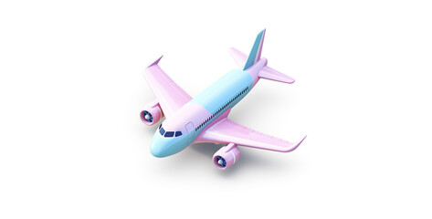 Wall Mural - Tiny cute isometric an airplane in transit emoji soft. Generative Ai content