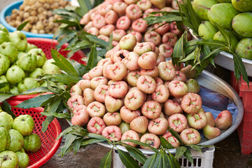 Canvas Print - Fresh vegetables on display in a traditional market