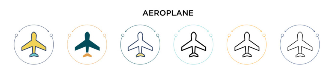 Wall Mural - aeroplane icon in filled, thin line, outline and stroke style. vector illustration of two colored an
