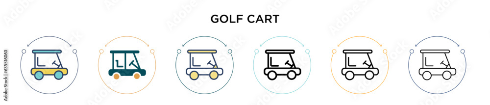 Golf cart icon in filled, thin line, outline and stroke style. Vector ...