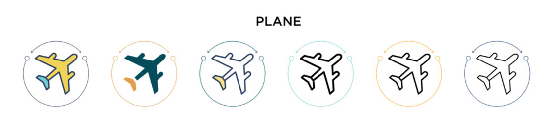 Wall Mural - plane icon in filled, thin line, outline and stroke style. vector illustration of two colored and bl