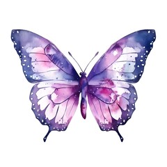 Wall Mural - Purple butterfly isolated on white background