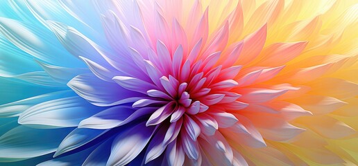 PARADISIAC FLOWER. Emotional pattern, Evocative texture. Floral background, Colorful wallpaper. Beautiful three-dimensional flower. Wonderful shades of blue, orange and yellow colors.