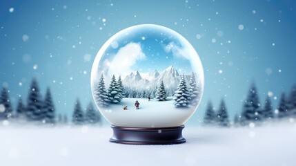 Canvas Print - Magical snow globe with Christmas decorations created with Generative AI technology